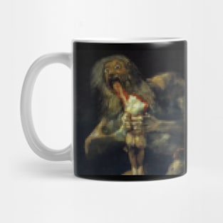 Pixelated Saturn Goya Painting Mug